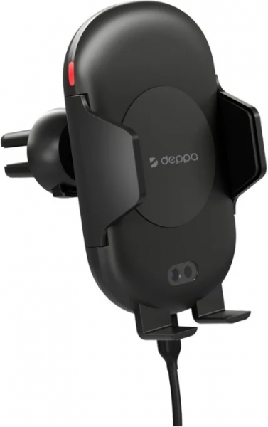 Автомобильный держатель Crab IQ для смартфонов 4"-6.5", сенсорный, беспроводная зарядка, черный, Deppa фото 1