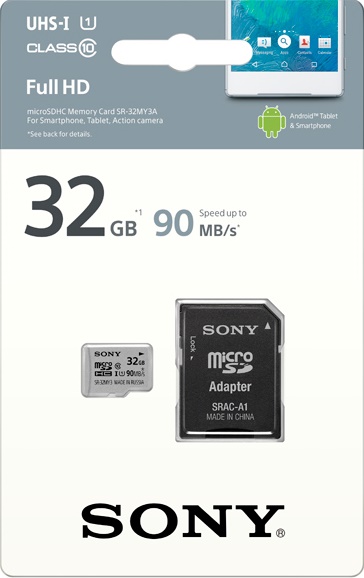 Карта памяти Sony microSDHC 32Gb, Class 10 UHS-I U1 (90/10Mb/s) + ADP фото 1